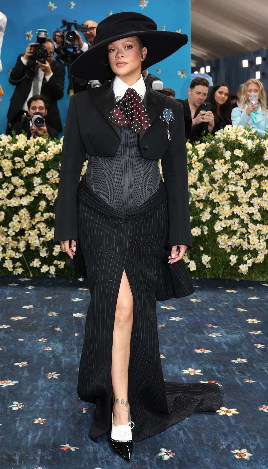 Rihanna attends the 2025 Met Gala Celebrating "Superfine: Tailoring Black Style" at Metropolitan Museum of Art on May 05, 2025 in New York City.