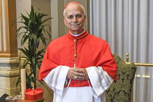 Cardinal Robert Francis Prevost poses for pictures at the end of the consistory during which he received the biretta hat from Pope Francis in St. Peter's Square at the Vatican City Vatican, on Sept. 30, 2023.