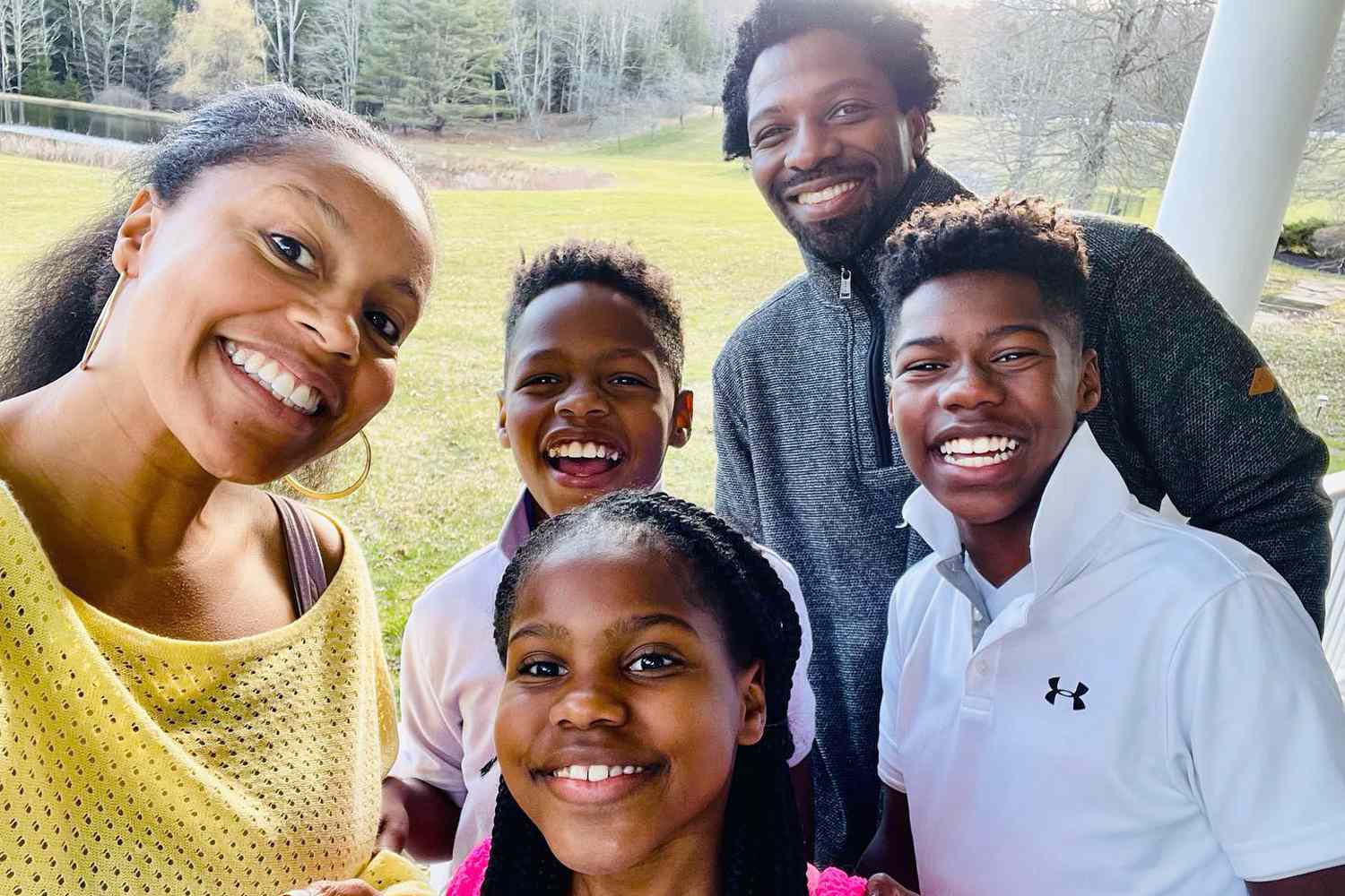 Sheinelle Jones and husband Uche Ojeh celebrate Easter with their children in 2022.