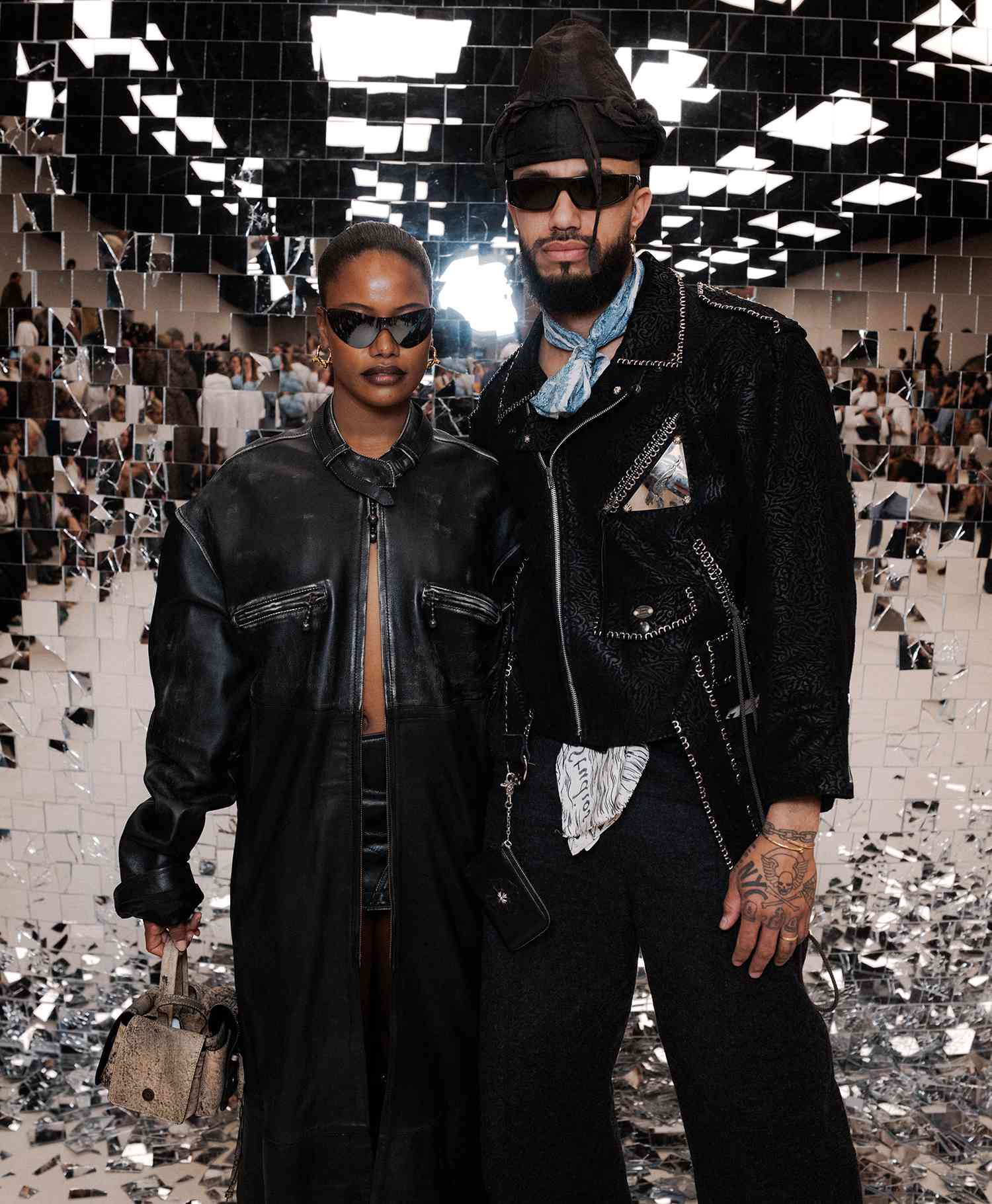 Taylour Paige and Rivington Starchild attend the Acne Studios Womenswear Spring/Summer 2024 show as part of Paris Fashion Week