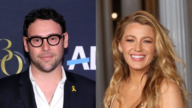 Scooter Braun and Blake Lively posing for photos on the red carpet