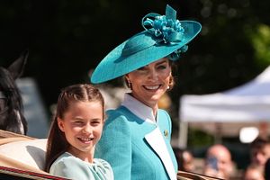 Princess Charlotte and the Princess of Wales leave Buckingham Palace ahead of Trooping the Colour ceremony