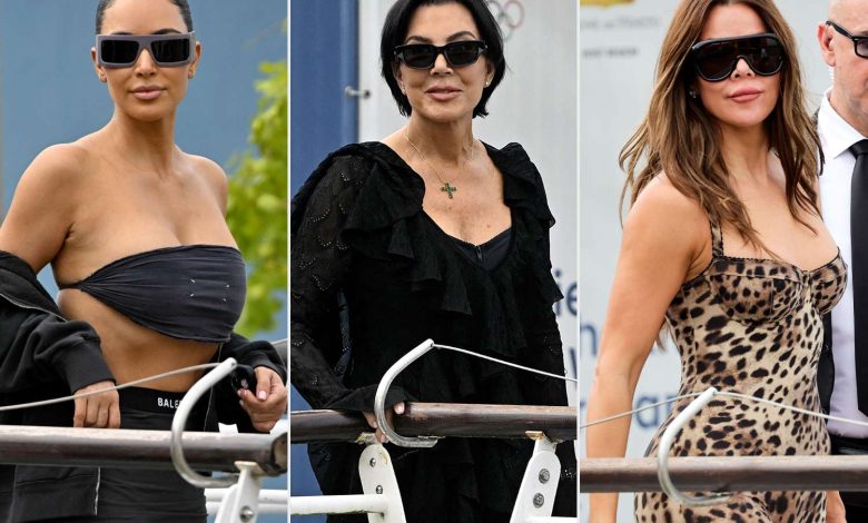 Kim and Khloé Kardashian and Mom Kris Jenner Make Stylish Arrival in Venice for Jeff Bezos and Lauren Sánchez's Wedding