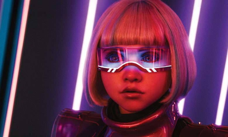 M3GAN 2.0’s titular murderous animatronic doll is embodied by dancer Amie Donald and voiced by Jenna Davis.