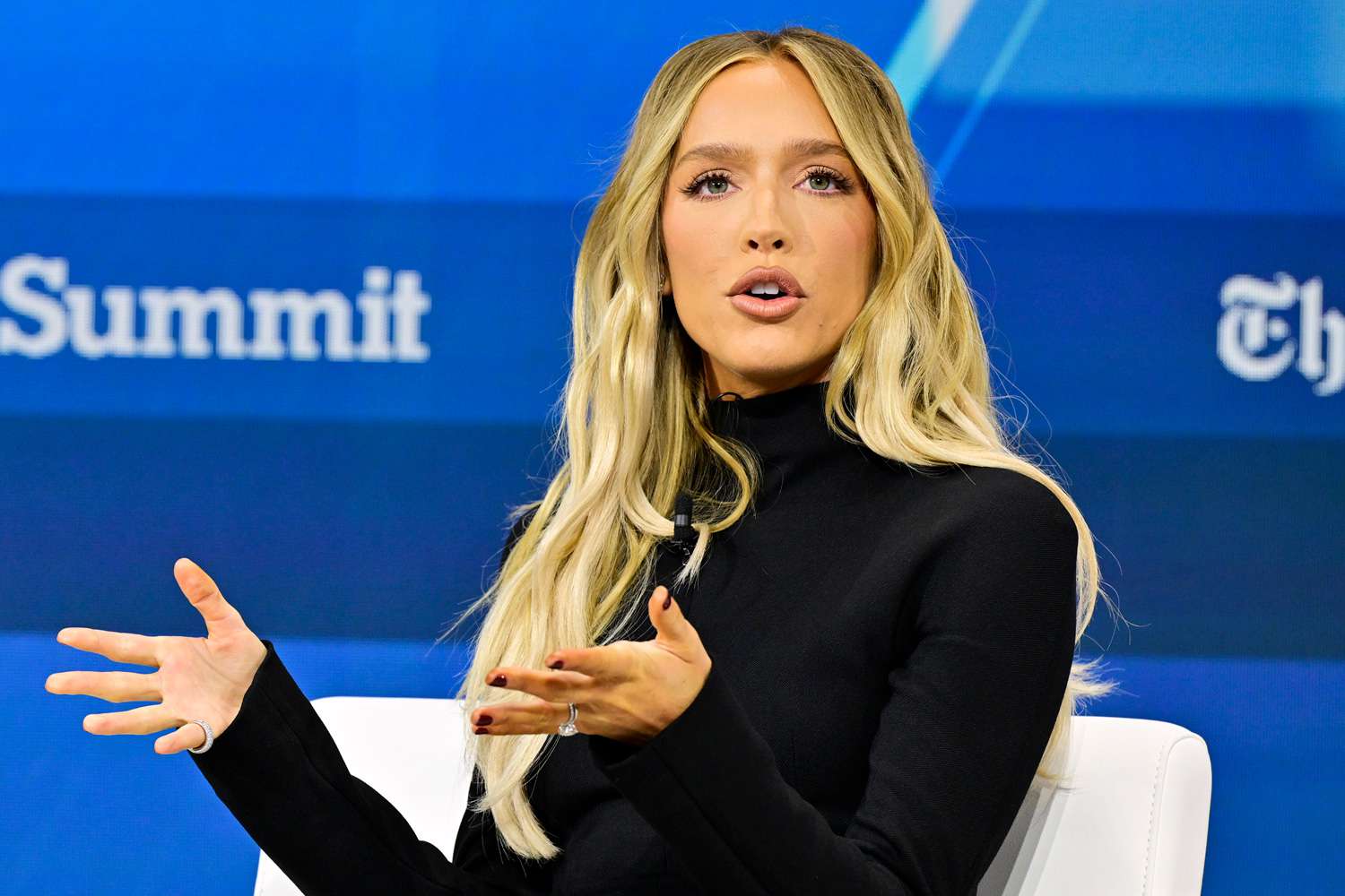 Alex Cooper speaks onstage during The New York Times Dealbook Summit 2024.