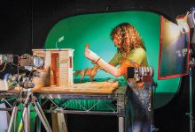 Tamara Joseph, a film/video MFA student at the California Institute of the Arts, works on her set.