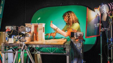 Tamara Joseph, a film/video MFA student at the California Institute of the Arts, works on her set.