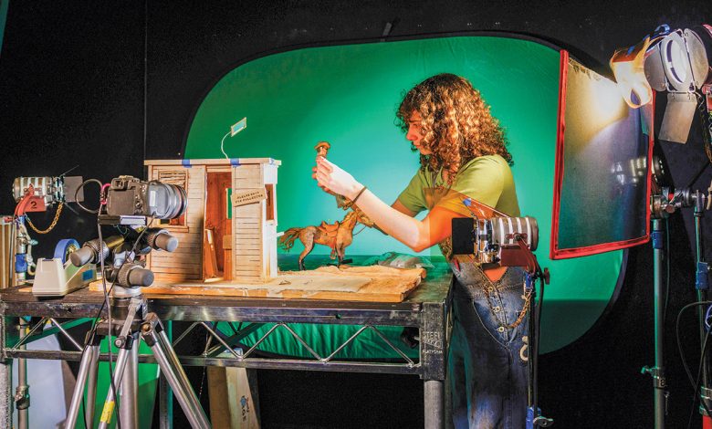 Tamara Joseph, a film/video MFA student at the California Institute of the Arts, works on her set.