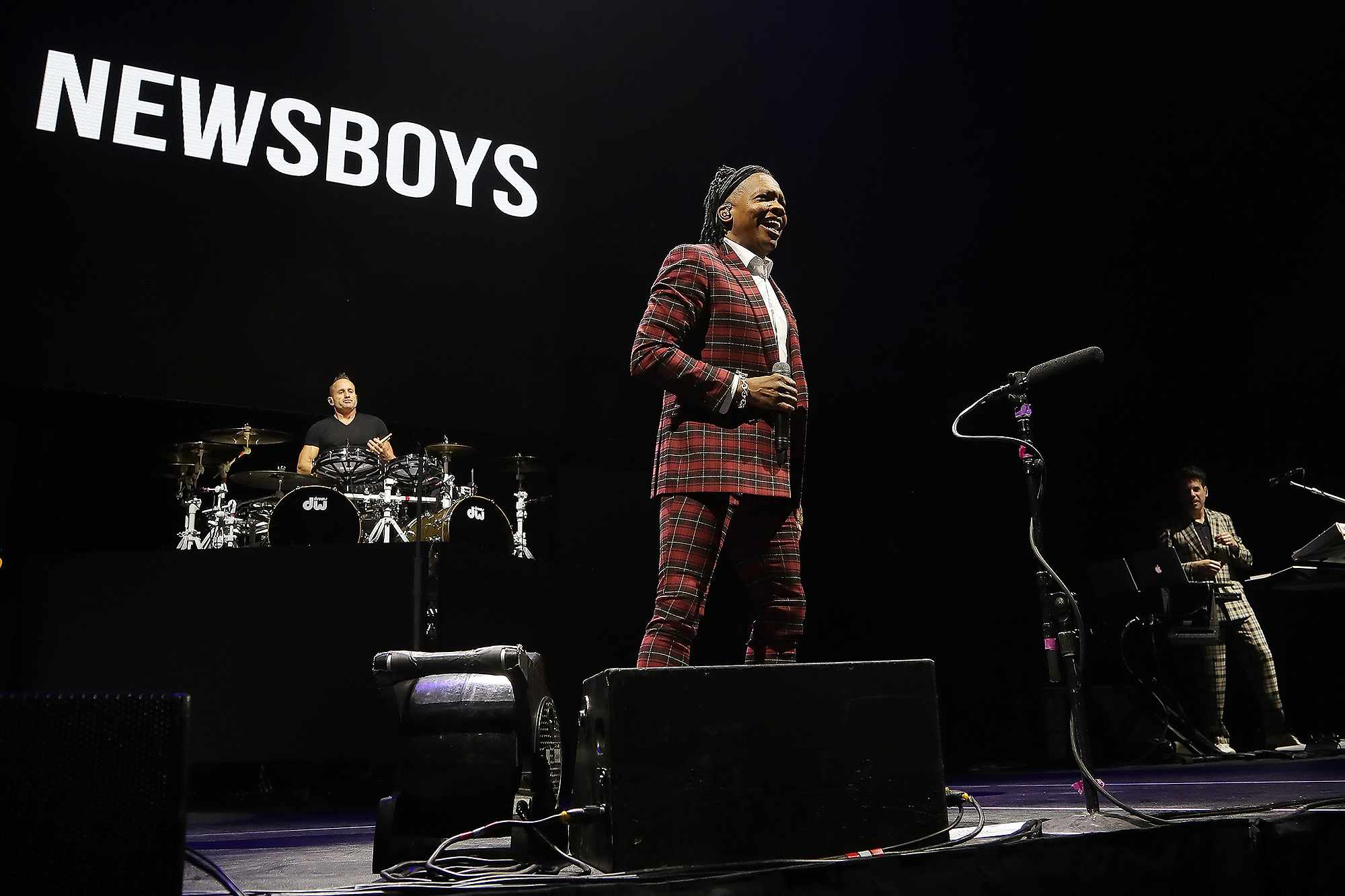 GLENDALE, ARIZONA - MARCH 16: Michael Tait of Newsboys performs at Desert Diamond Arena on March 16, 2024 in Glendale, Arizona. 
