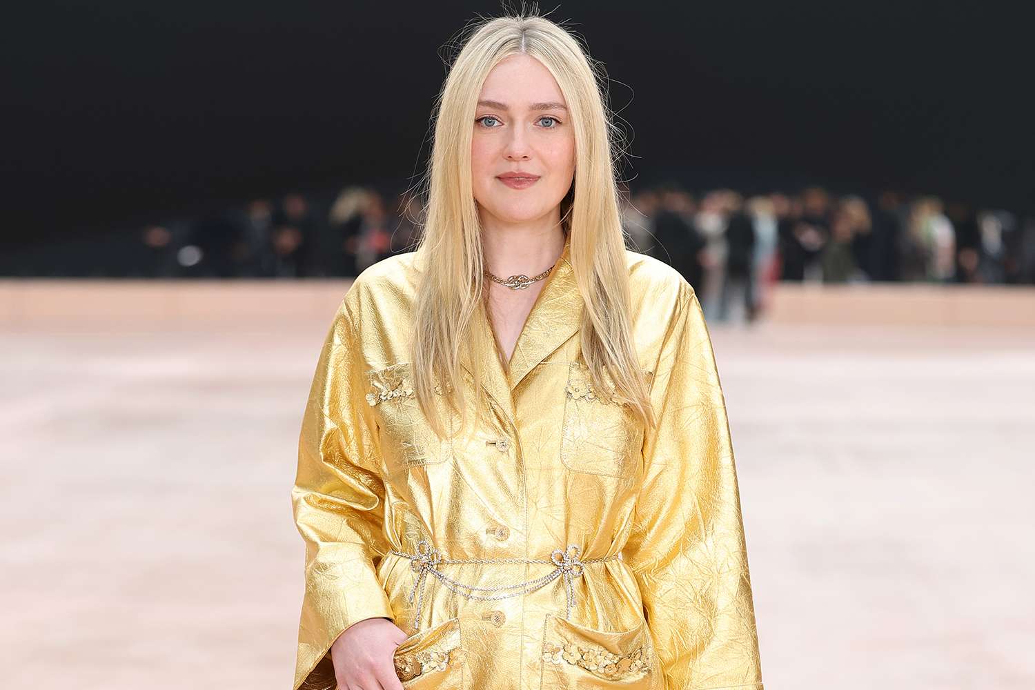 Dakota Fanning attends the Chanel Womenswear show during Paris Fashion Week at Grand Palais on March 11, 2025
