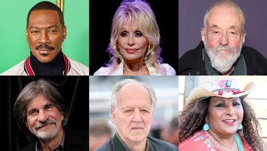top l-to-r: Eddie Murphy, Dolly Parton, Mike Leigh bottom l-to-r: Jack Fisk, Werner Herzog, Pam Grier