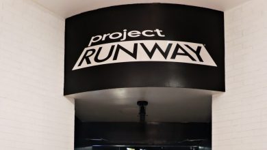 Project Runway branding logo seen above a doorway