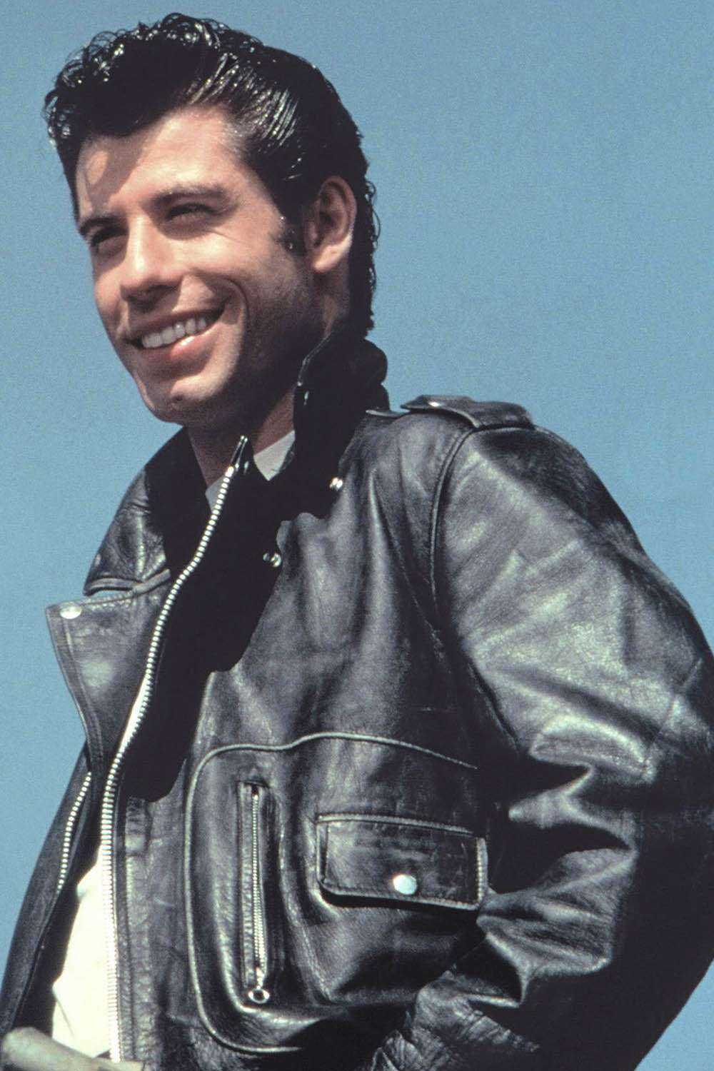 John Travolta on the set of Grease, directed by Randal Kleiser, 1978.