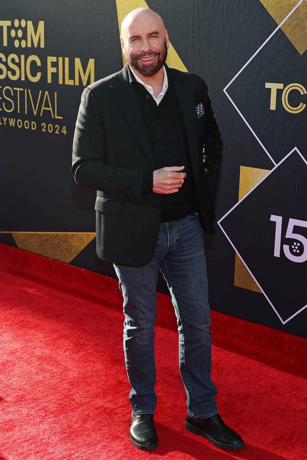 John Travolta attends the Opening Night Gala and 30th anniversary screening of "Pulp Fiction" during the 2024 TCM Classic Film Festival at TCL Chinese Theatre on April 18, 2024 in Hollywood, California.