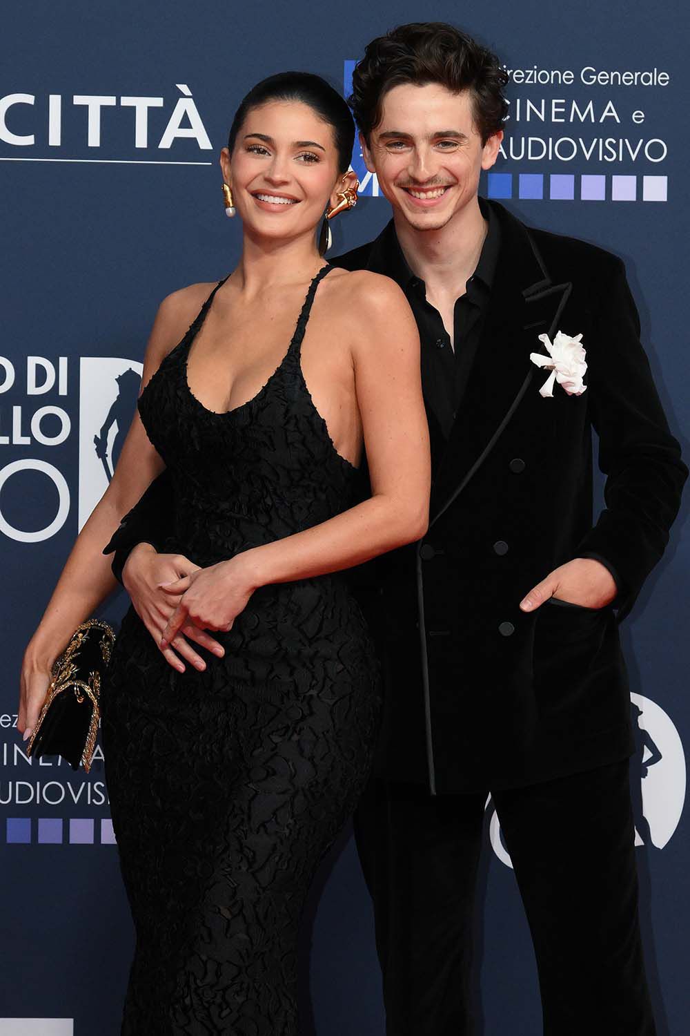 Kylie Jenner and American actor Timothée Chalamet during the red carpet for 2025 David di Donatello awards ceremony, at Teatro 5 in Cinecittà. Rome (Italy), May 7th, 2025