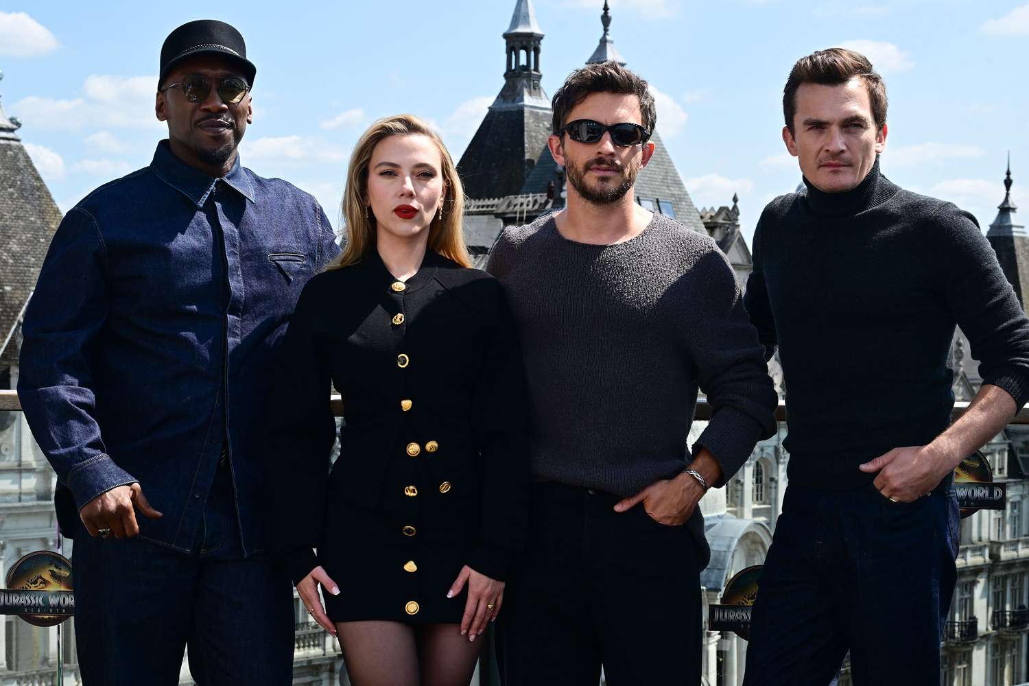 Mahershala Ali, Scarlett Johansson, Jonathan Bailey and Rupert Friend 'Jurassic World: Rebirth' film photocall, London, UK