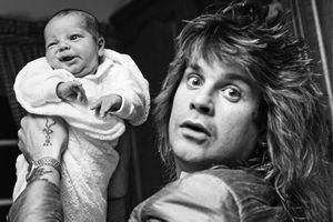 Ozzy Osbourne, former lead singer of Black Sabbath, pictured at home two weeks after the birth of his baby boy Jack