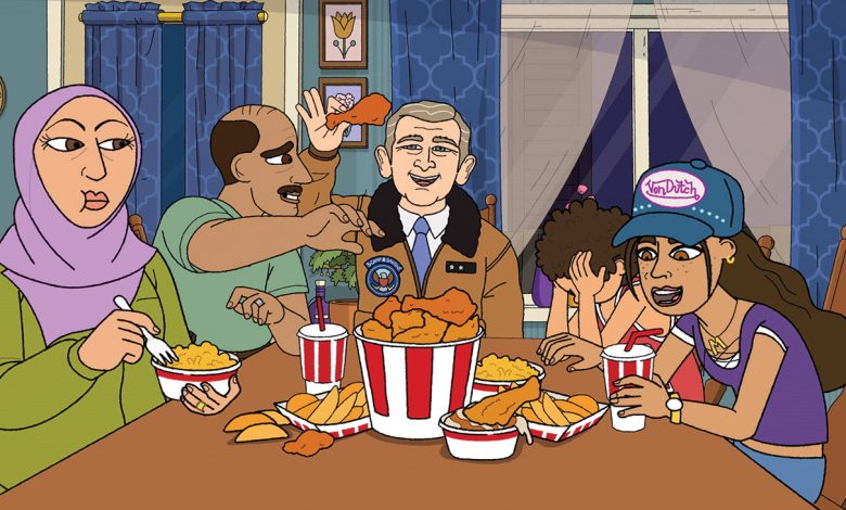 The Hussein family with George W. Bush