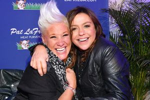 Anne Burrell and Rachael Ray attend the Blue Moon Burger Bash presented by Pat LaFrieda Meats hosted by Rachael Ray at Pier 97 on October 11, 2019 in New York City