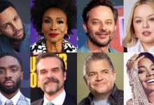 Clockwise from top left: Steph Curry, Jenifer Lewis, Nick Kroll, Nicola Coughlan, Gabrielle Union, Patton Oswalt, David Harbour and Caleb McLaughlin.