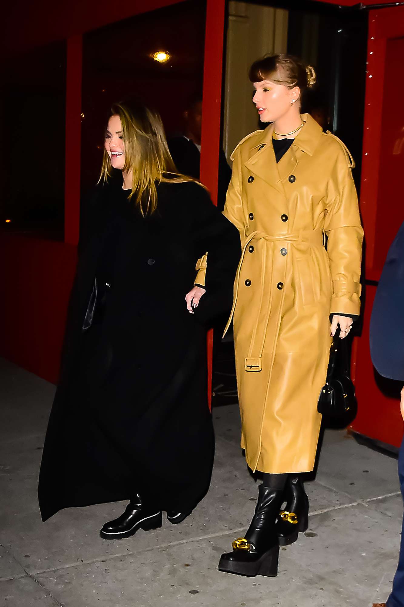 NEW YORK, NEW YORK - DECEMBER 12: Selena Gomez (L) and Taylor Swift are seen on December 12, 2023 in New York City. 