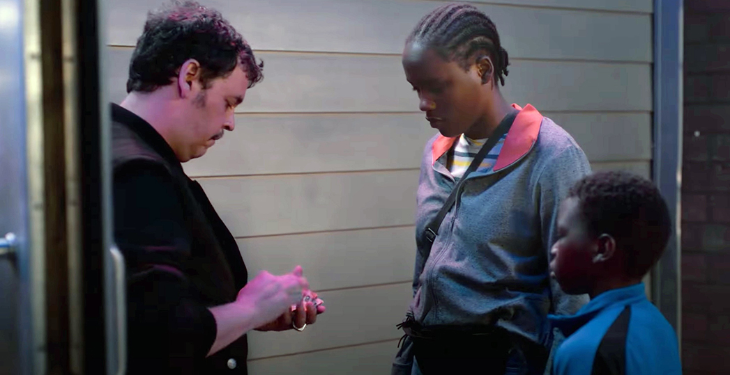 Joely Mbundu (middle) and Pablo Schils (right) in 'Tori and Lokita'