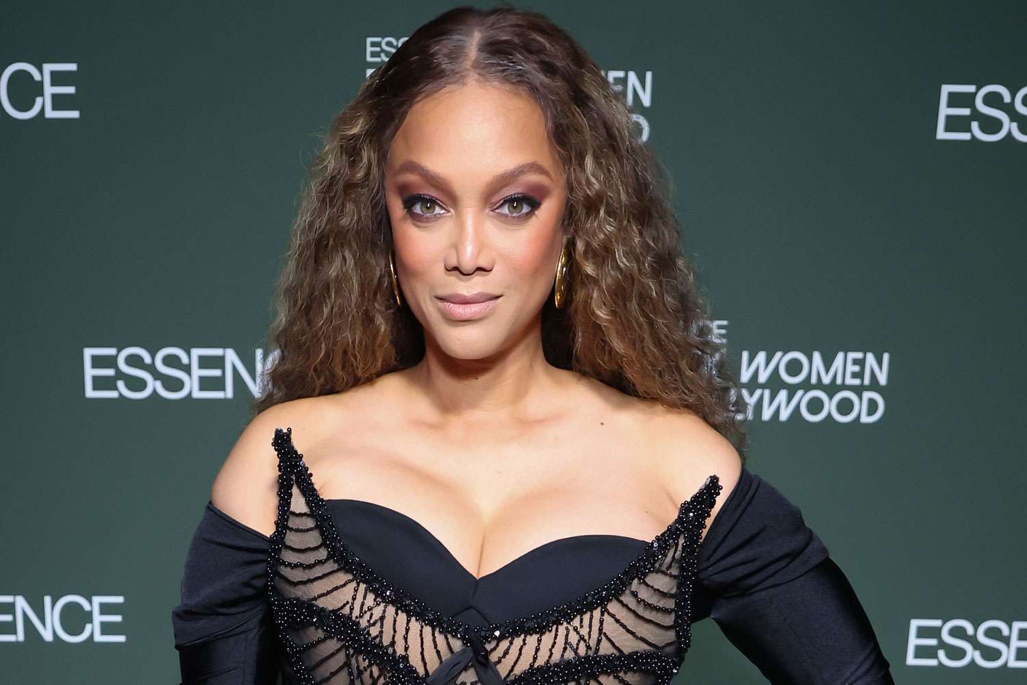 Tyra Banks poses backstage during the 'Essence' Black Women In Hollywood Awards at Fairmont Century Plaza in L.A. on Feb. 27, 2025