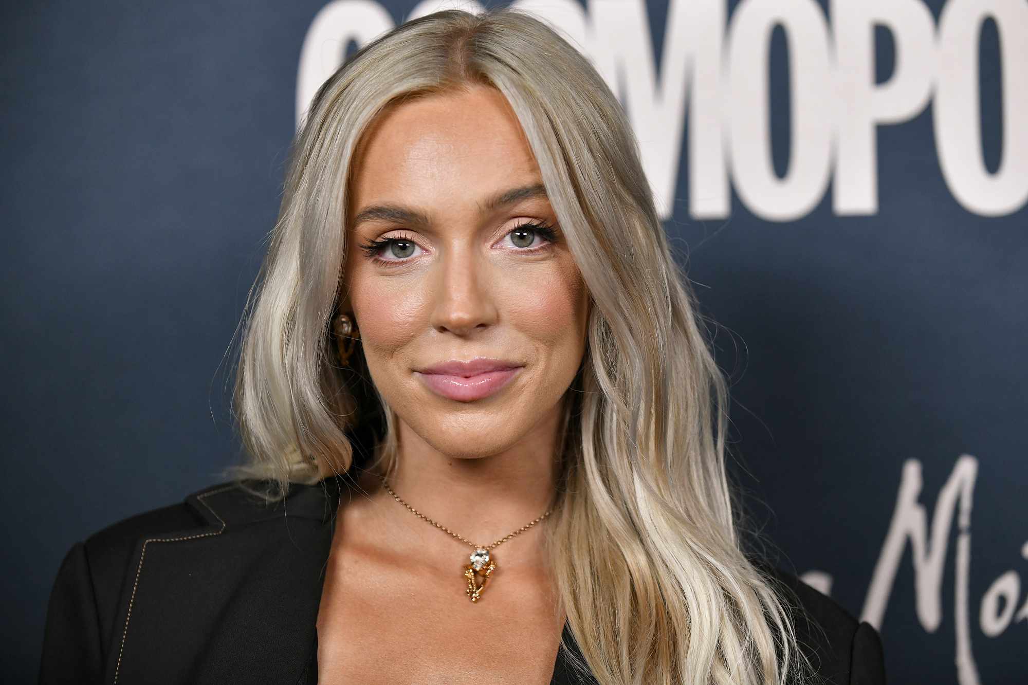 Alex Cooper attends Cosmopolitan's celebration of the launch of CosmoTrips and Fêtes cover star Laura Harrier at Skybar on September 29, 2022 in West Hollywood, California.