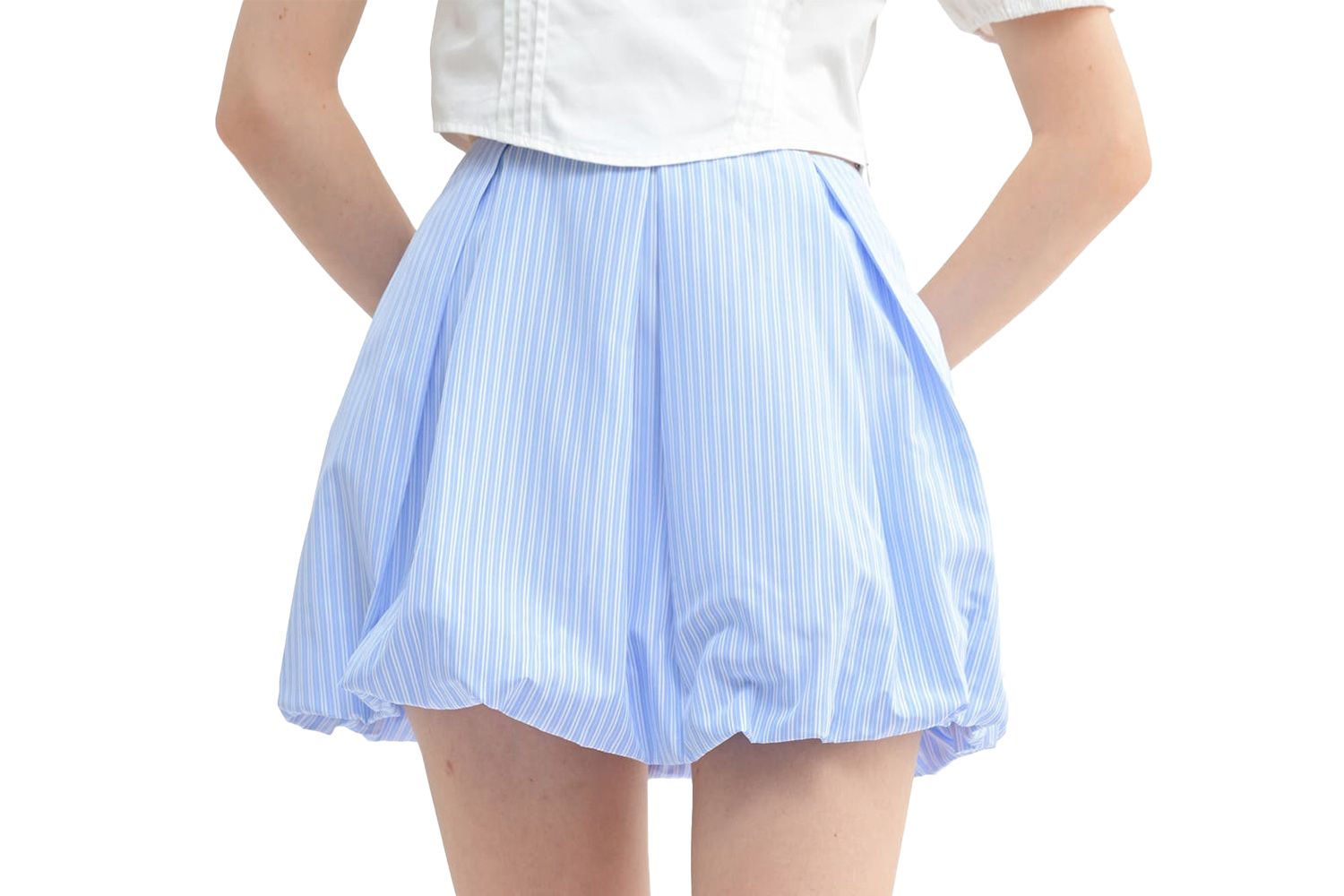 Nordstrom All in Favor Stripe Cotton Blend Bubble Miniskirt