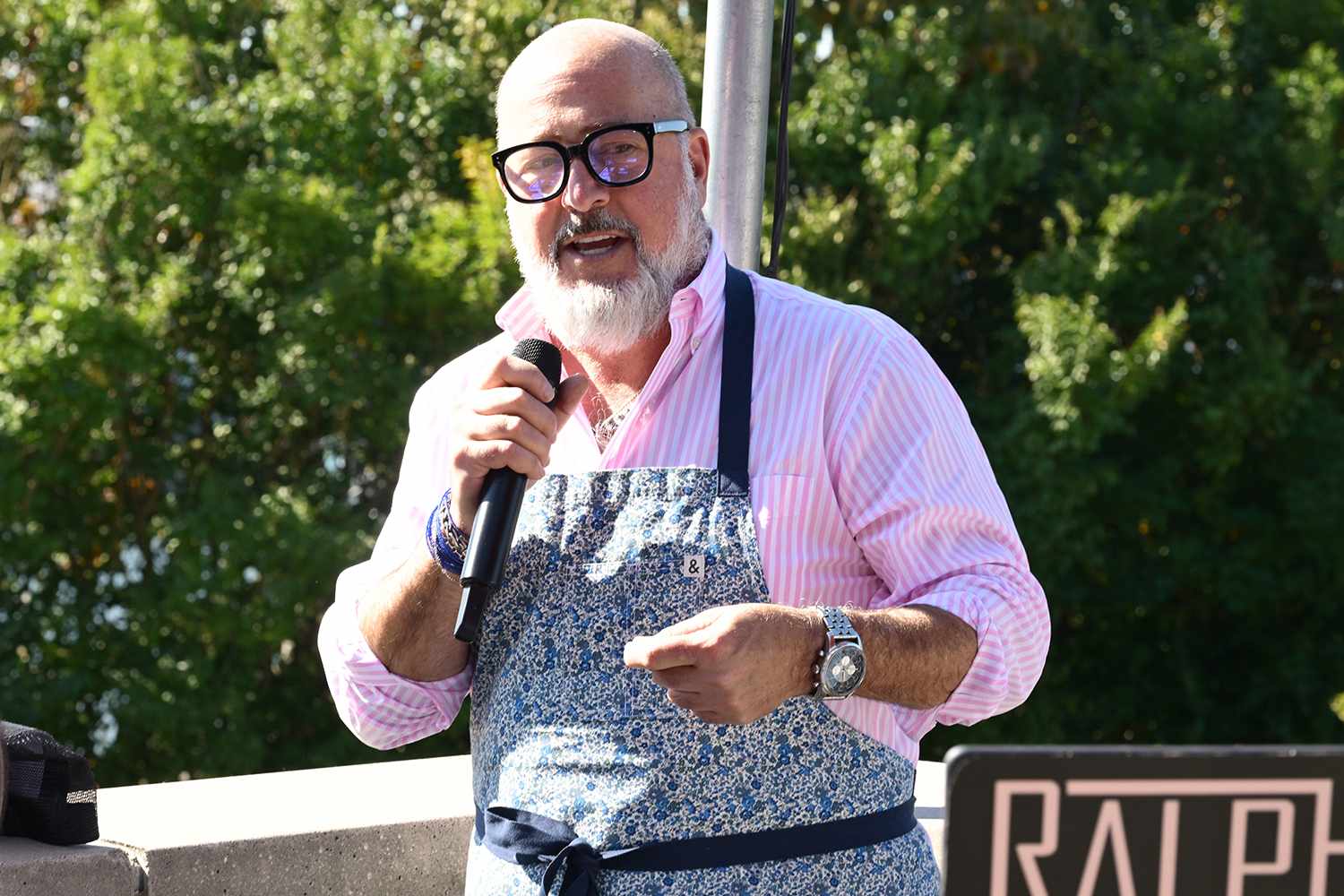 Andrew Zimmern attends the Food Network New York City Wine & Food Festival presented by Invesco QQQ - Oyster Bash presented by Modelo hosted by Andrew Zimmern at Fornino At Pier 6 on October 20, 2024 in New York City