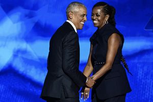 Former US President Barack Obama arrives onstage after his wife and former First Lady Michelle Obama introduced him on the second day of the Democratic National Convention (DNC) at the United Center in Chicago, Illinois, on August 20, 2024. Vice President Kamala Harris will formally accept the party's nomination for president at the DNC which runs from August 19-22 in Chicago.
