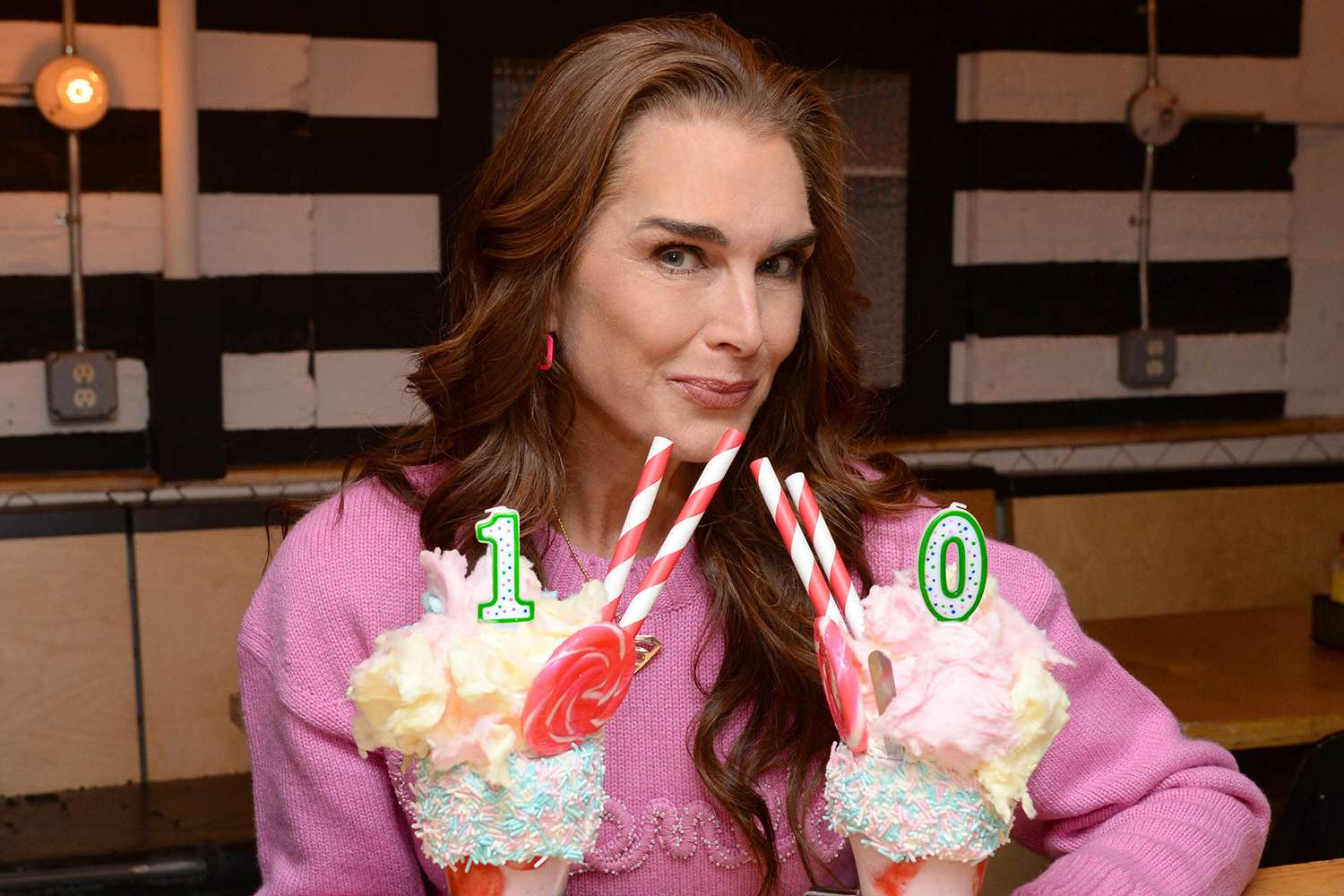 Brooke Shields celebrates Black Tap burger chain's 10th anniversary in N.Y.C. on March 24, 2025