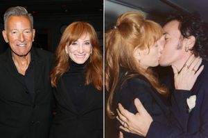 Bruce Springsteen and Patti Scialfa pose backstage at the hit play "Good Night, and Good Luck" on Broadway at The Winter Garden Theatre on May 1, 2025; Patti Scialfa Shares Romantic Throwback Photo with Bruce Springsteen