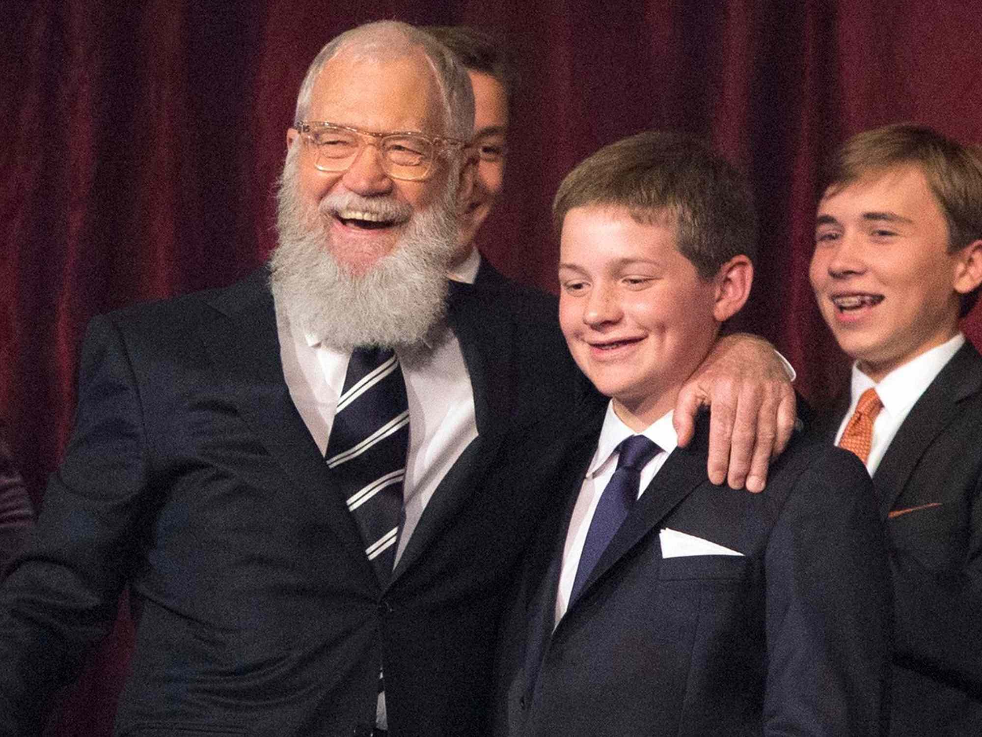 David Letterman with his son Harry Letterman as he is honored with the Mark Twain Prize for American Humor on October 22, 2017 at the Kennedy Center for the Performing Arts, in Washington, DC.