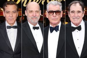 George Clooney, Anthony Edwards, Pierce Brosnan, Richard Kind at the "Good Night, and Good Luck," Opening Night on April 03, 2025 in New York, New York.