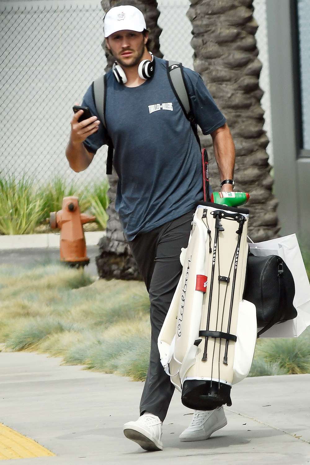 Josh Allen is pictured ahead of his wedding to Hailee Steinfeld in Los Angeles