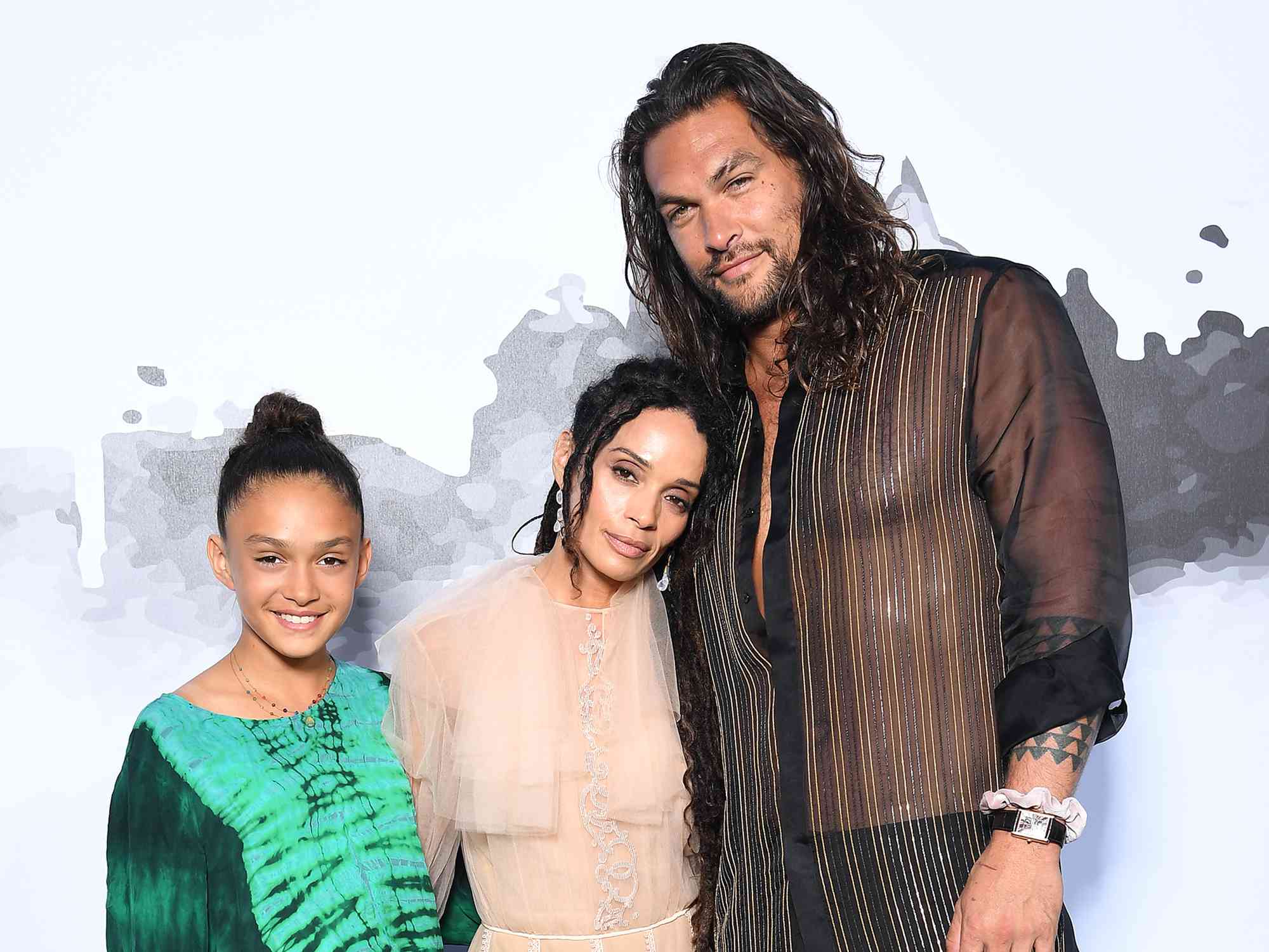 Lola Iolani Momoa, Lilakoi Moon and Jason Momoa attend the Cocktail at Fendi Couture Fall Winter 2019/2020 on July 4, 2019, in Rome.
