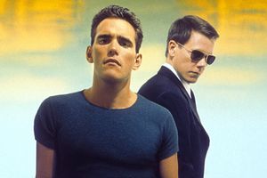 Matt Dillon and Kevin Bacon in movie art for the film 'Wild Things', 1998.