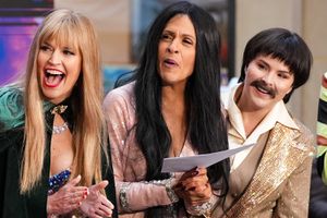 Savannah Guthrie, Hoda Kotb and Jenna Bush Hager attends the Halloween-themed show on "Today" at Rockefeller Plaza