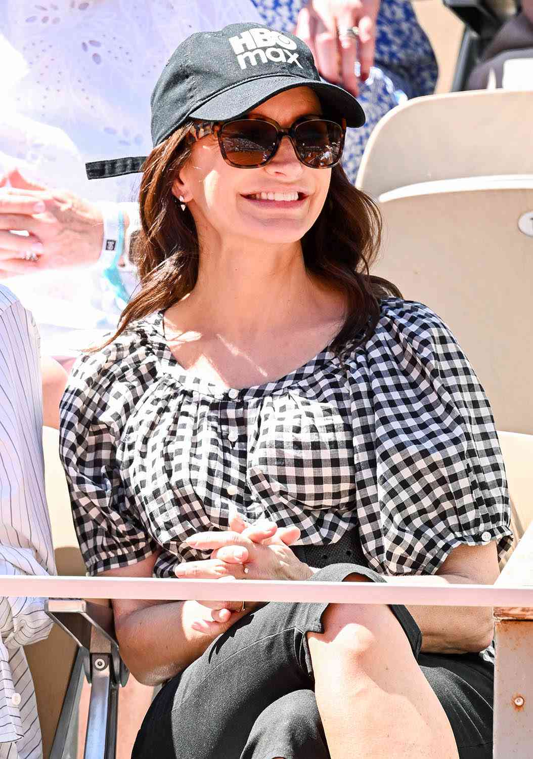 Kristin Davis is seen at Roland Garros on May 30, 2025 in Paris, France