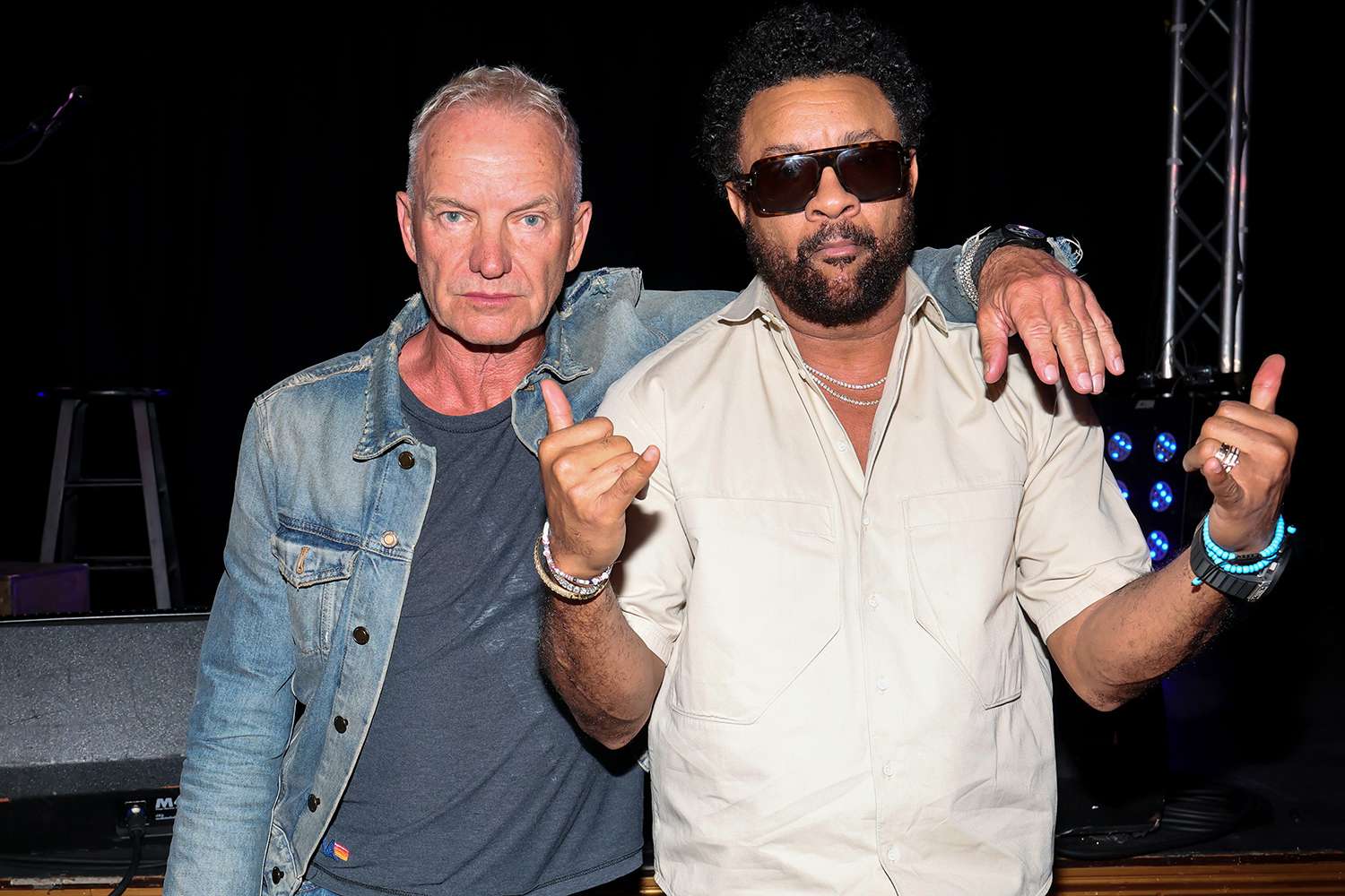 Sting and Shaggy pose backstage during the Cherrytree Music Company's 20th Anniversary Concert