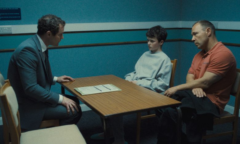 (L to R) Mark Stanley as Paulie Miller, Owen Cooper as Jamie Miller, Stephen Graham as Eddie Miller in Adolescence.