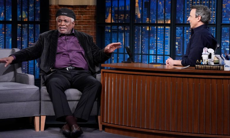 Comedian George Wallace during an interview with host Seth Meyers on February 5, 2025 -- (Photo by: Lloyd Bishop/NBC via Getty Images)
