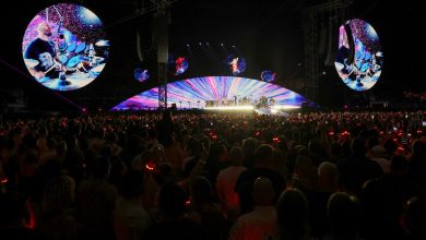 LAS VEGAS, NEVADA - JUNE 06: (L-R) Jonny Buckland, Will Champion, Chris Martin and Guy Berryman of Coldplay perform on a stop of the band