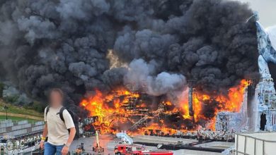 a fire at the festival site of the Tomorrowland electronic music festival, Wednesday 16 July 2025, in Boom. The first weekend of the festival takes place at the