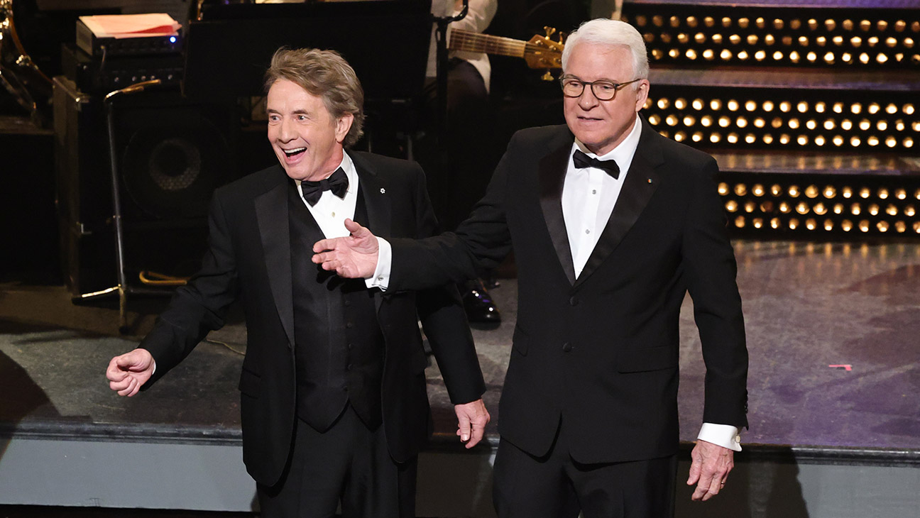 SNL50: The Anniversary Special, Pictured: (l-r) Martin Short and Steve Martin during the monologue on February 16, 2025