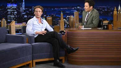 Jeremy Allen White during an interview with host Jimmy Fallon on Thursday