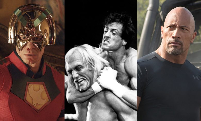 John Cena as Peacemaker, Hulk Hogan as Thunderlips in Rocky III, and Dwayne Johnson in Fast and Furious 6
