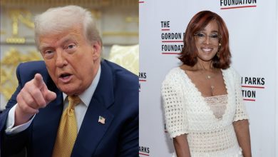 A split photo of Donald Trump and Gayle King