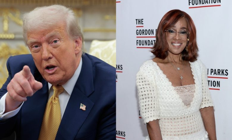 A split photo of Donald Trump and Gayle King